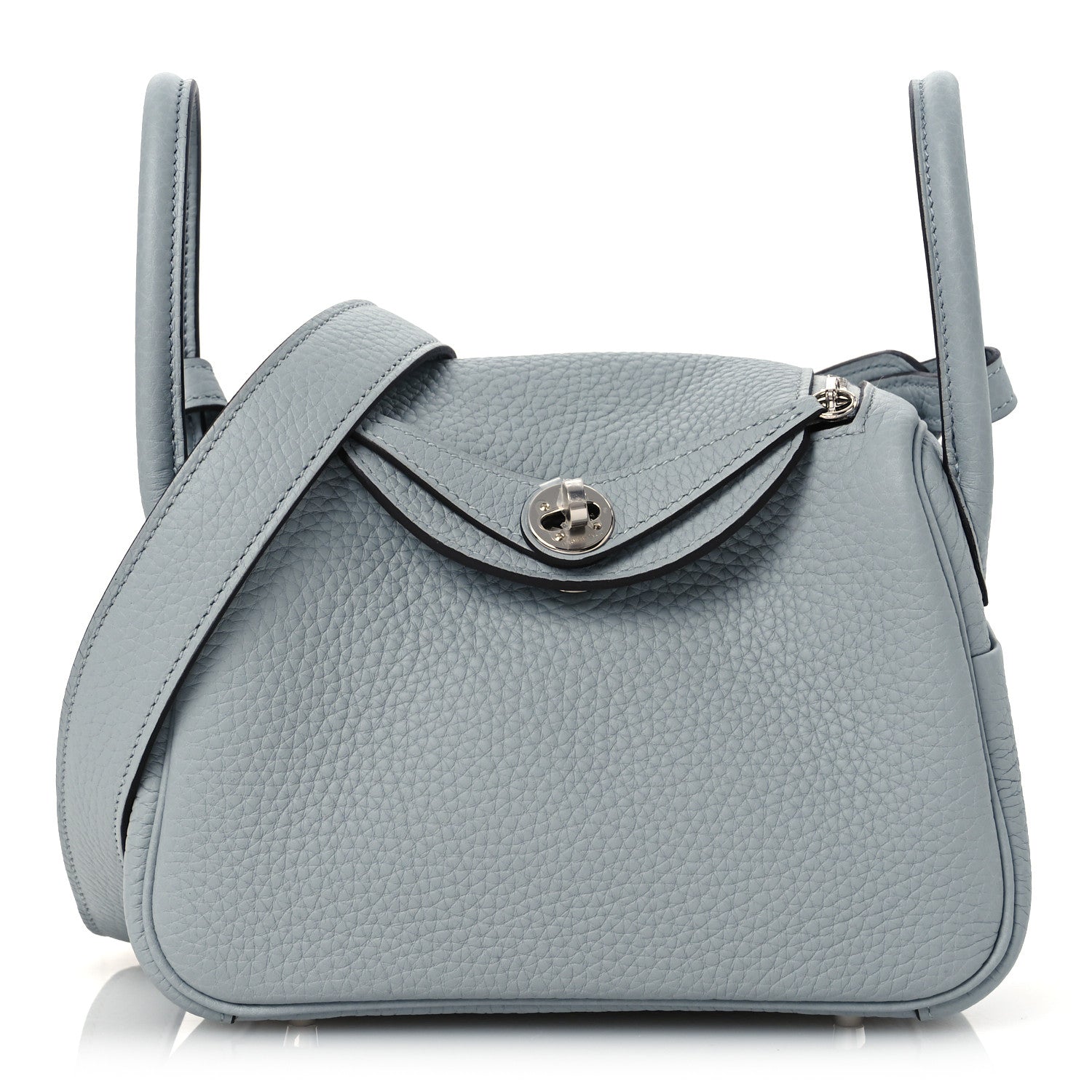 Hermes Taurillon Clemence Mini Lindy 20 Bleu Glacier 1 of 11