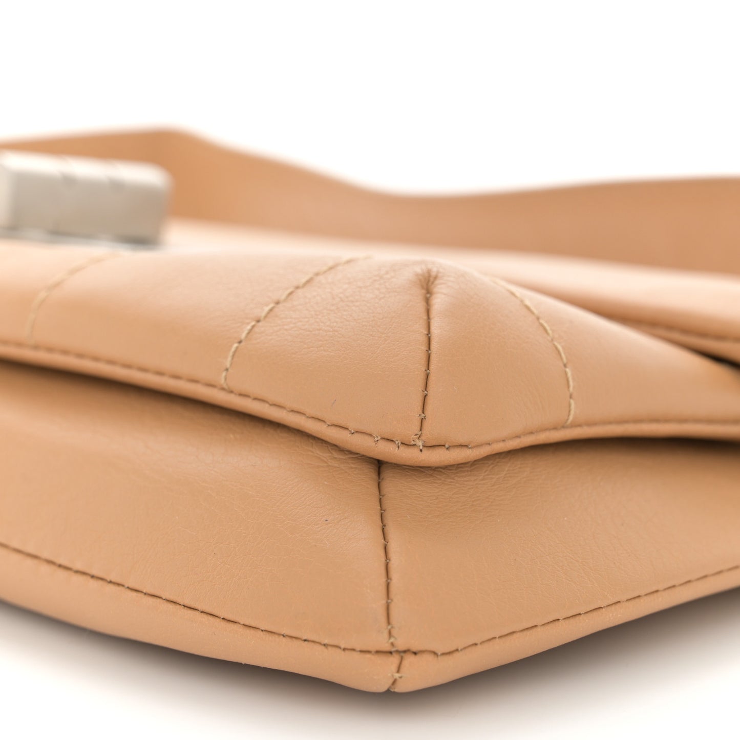 Lambskin Mademoiselle Chocolate Bar Shoulder Bag Beige