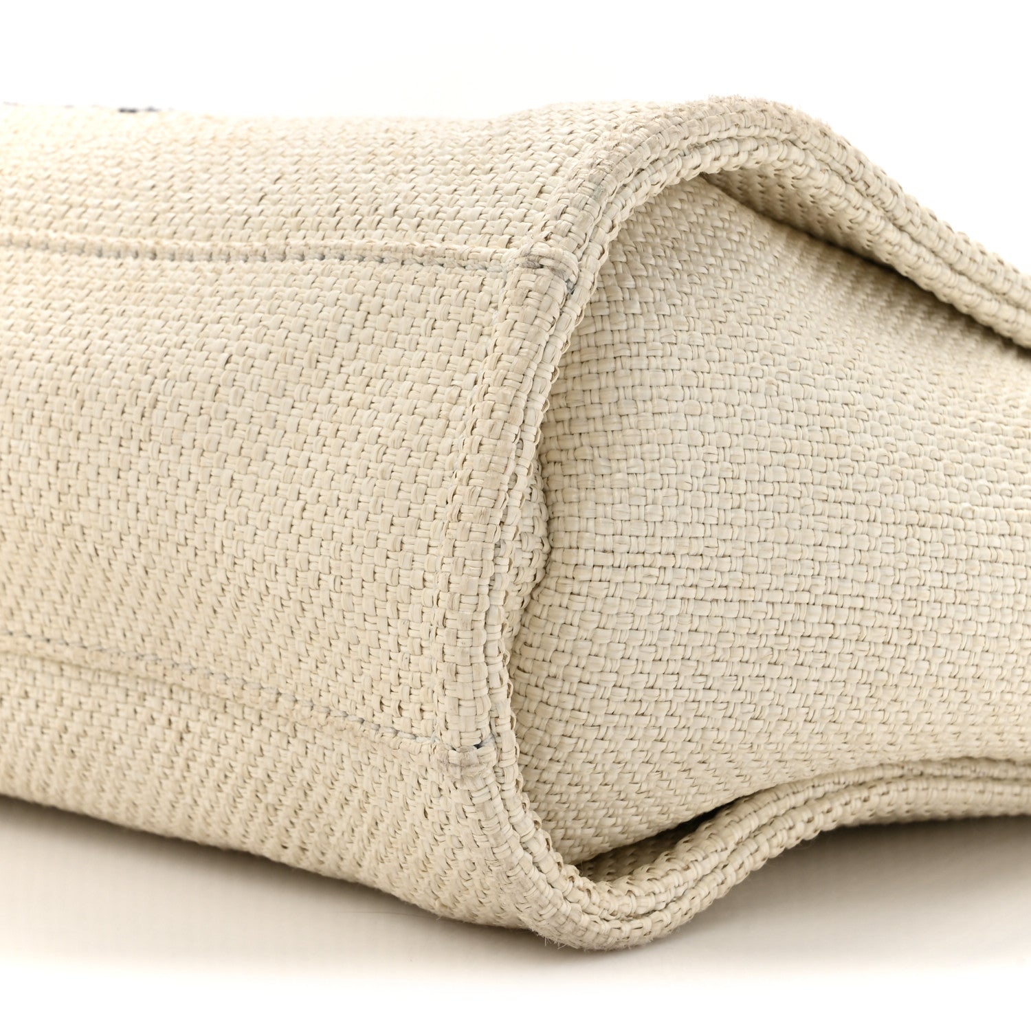Chanel Woven Straw Raffia Small Deauville Tote White Navy 8 of 10
