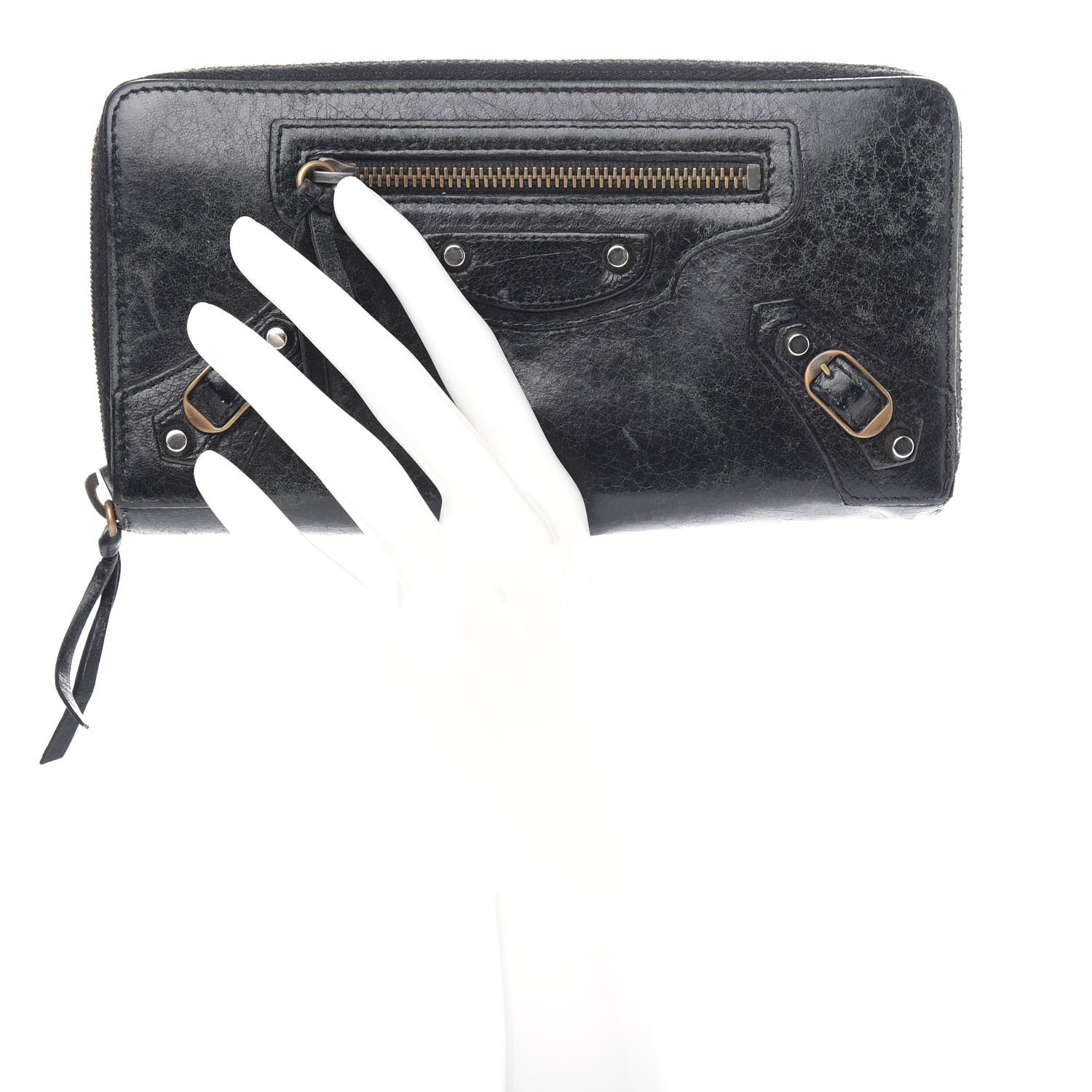 Balenciaga Agneau Classic Hardware Continental Zip Around Wallet 2 of 5