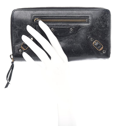 Balenciaga Agneau Classic Hardware Continental Zip Around Wallet 2 of 5