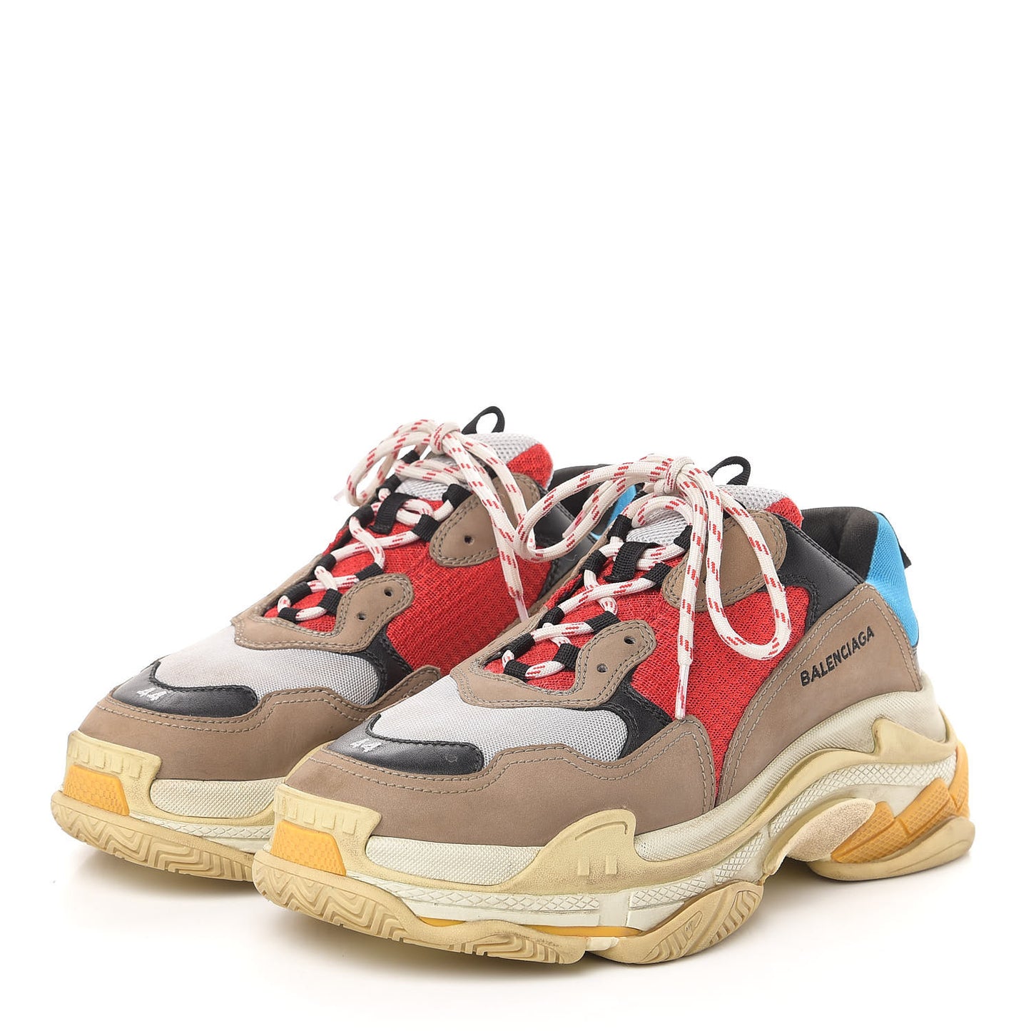 Mesh Nubuck Mens Triple S Sneakers 44 Bleu Gris Rouge