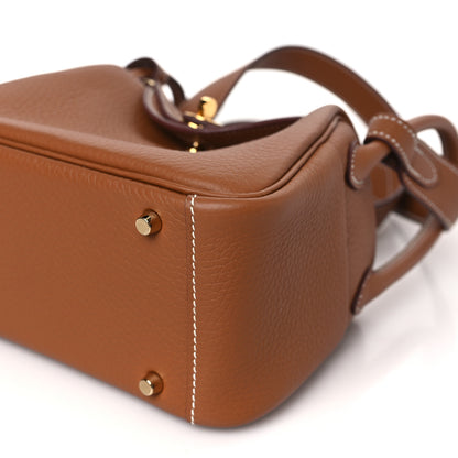 Hermes Taurillon Clemence Mini Lindy 20 Gold 10 of 10