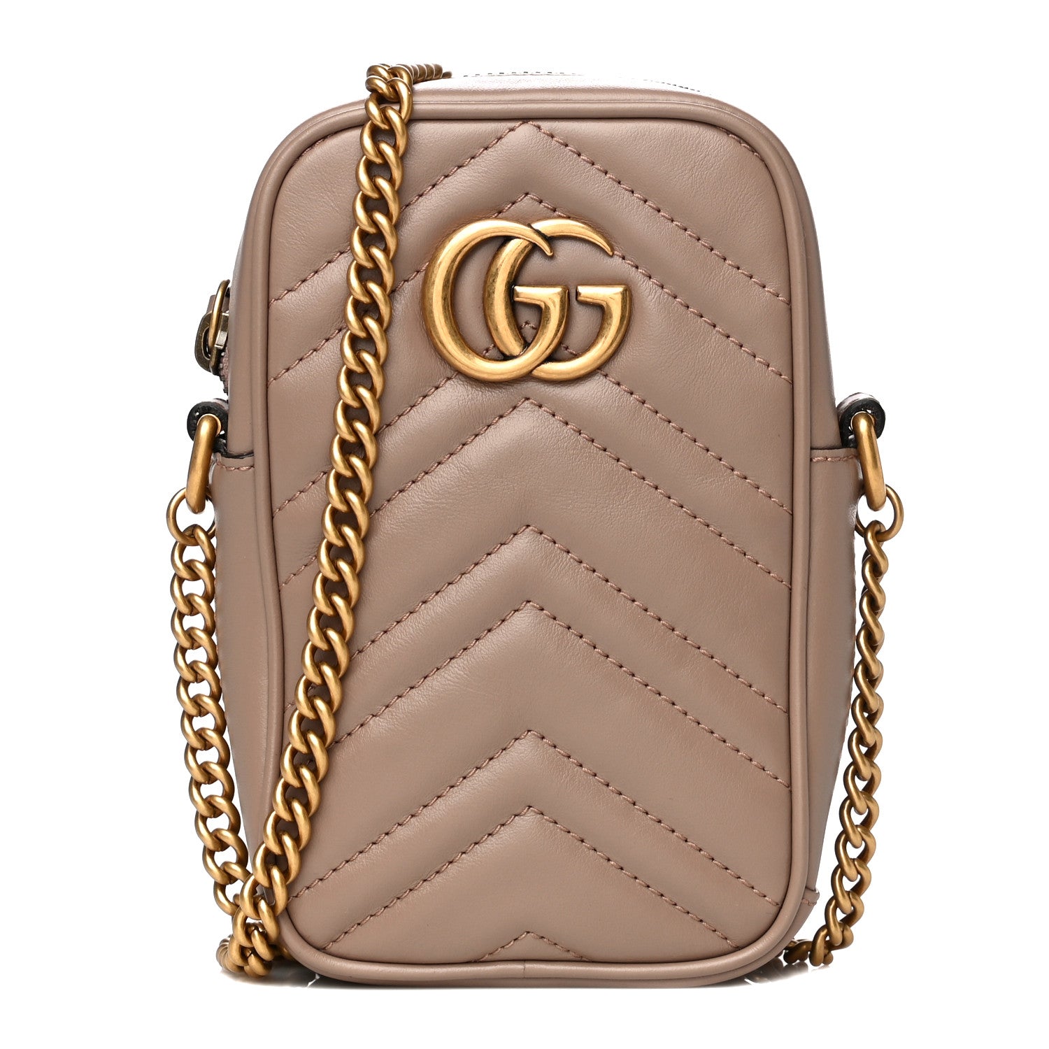 Gucci Calfskin Matelasse Mini GG Marmont Crossbody Bag Porcelain Rose 1 of 10