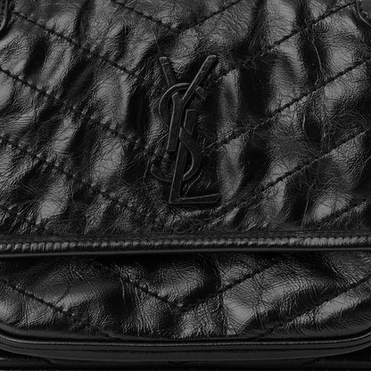 Saint Laurent Crinkled Calfskin Matelasse Monogram Baby Niki Chain Satchel Black 8 of 11