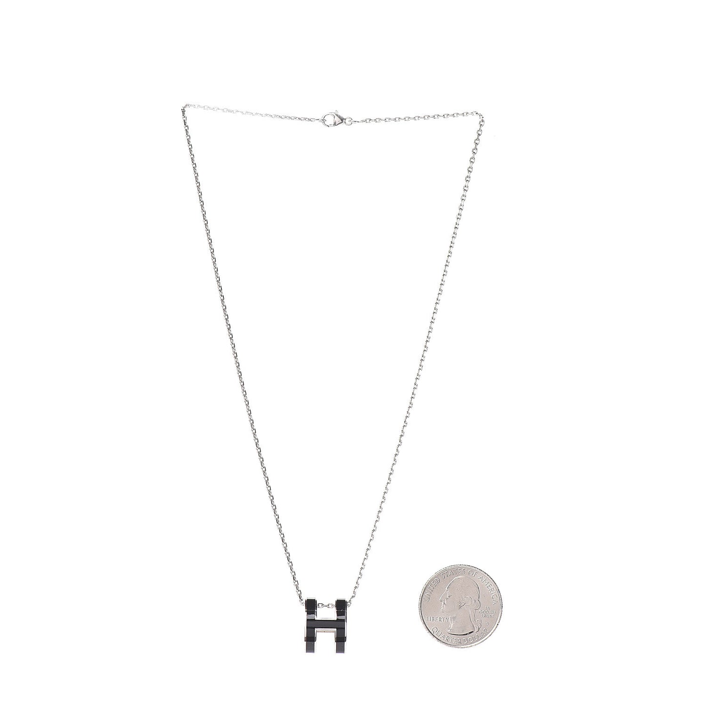 Lacquered Palladium Pop H Pendant Necklace Black