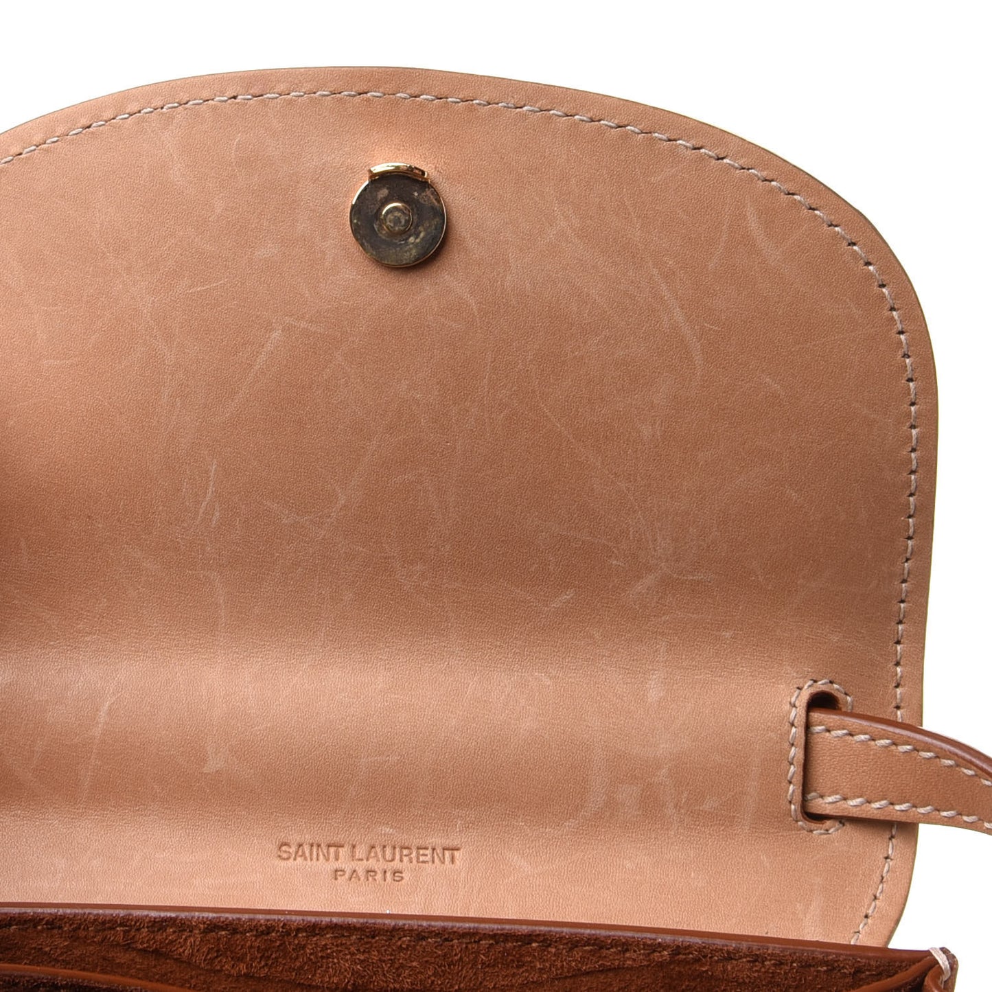 Smooth Vintage Calfskin Small Kaia Satchel Brown Gold