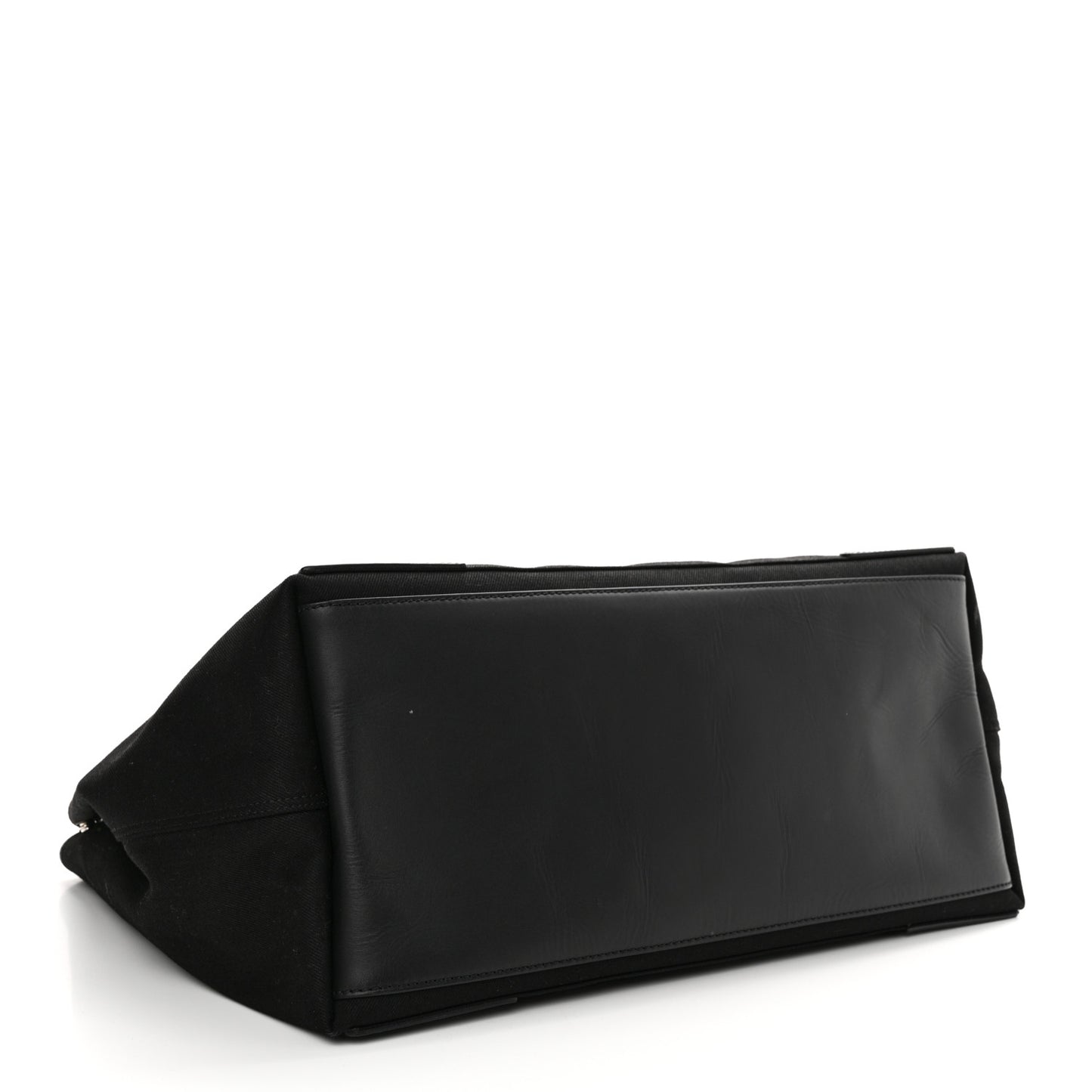 Cotton Canvas Calfskin M Navy Cabas Black White