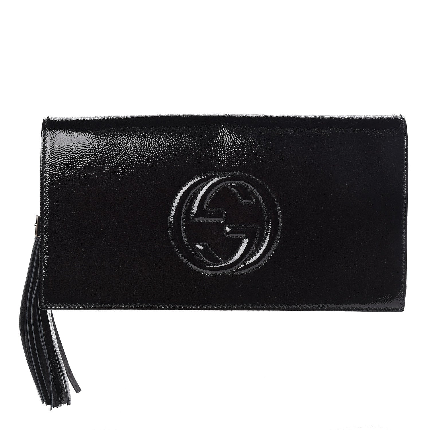 Gucci Soft Patent Medium Soho Clutch Black 1 of 7