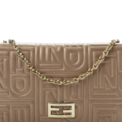 Fendi Metallic Nappa Logo Embossed Long Wallet On Chain Gold 11 of 11