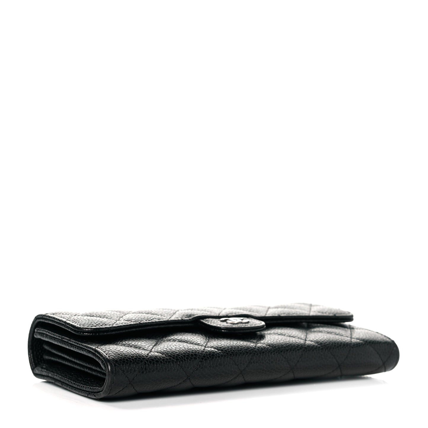 Caviar Quilted Large Flap Wallet Black