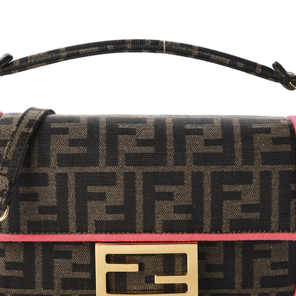 Fendi Fabric Jacquard FF 1974 Roma Armor Mini Baguette Tobacco Moro Fuxia Fluo 10 of 10