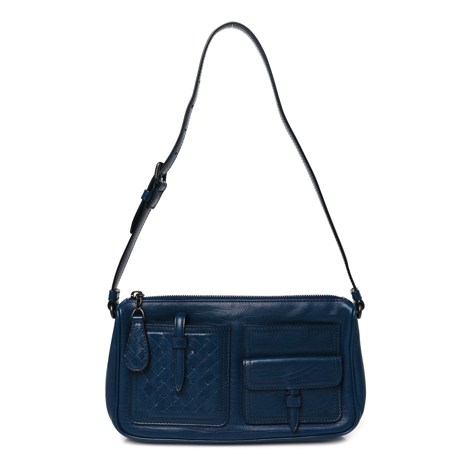 Bottega Veneta Nappa Intrecciato Multipocket Shoulder Bag Blue 1 of 10