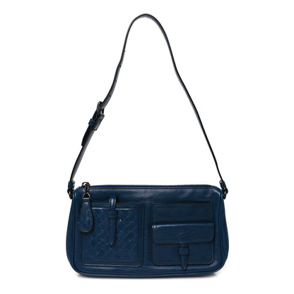 Bottega Veneta Nappa Intrecciato Multipocket Shoulder Bag Blue 1 of 10