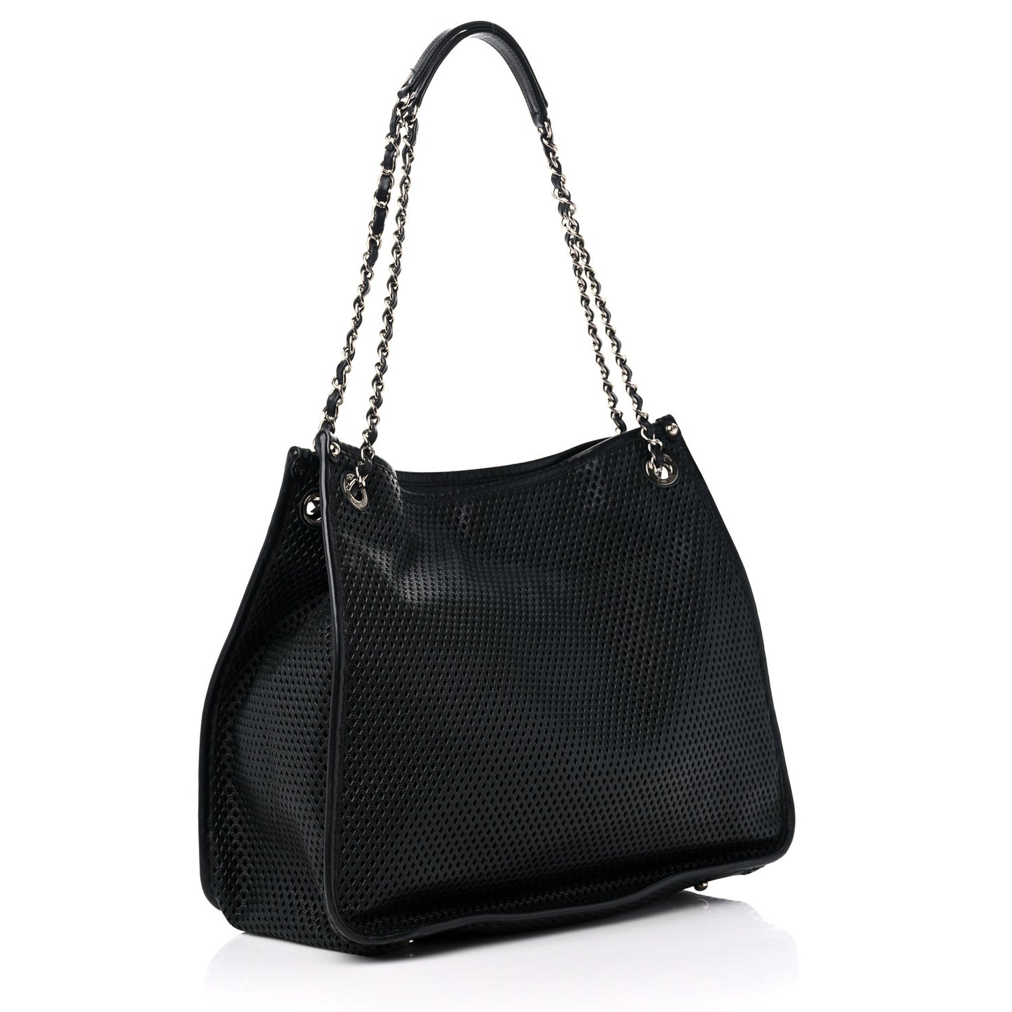 Calfskin Perforated Up In The Air Tote Black