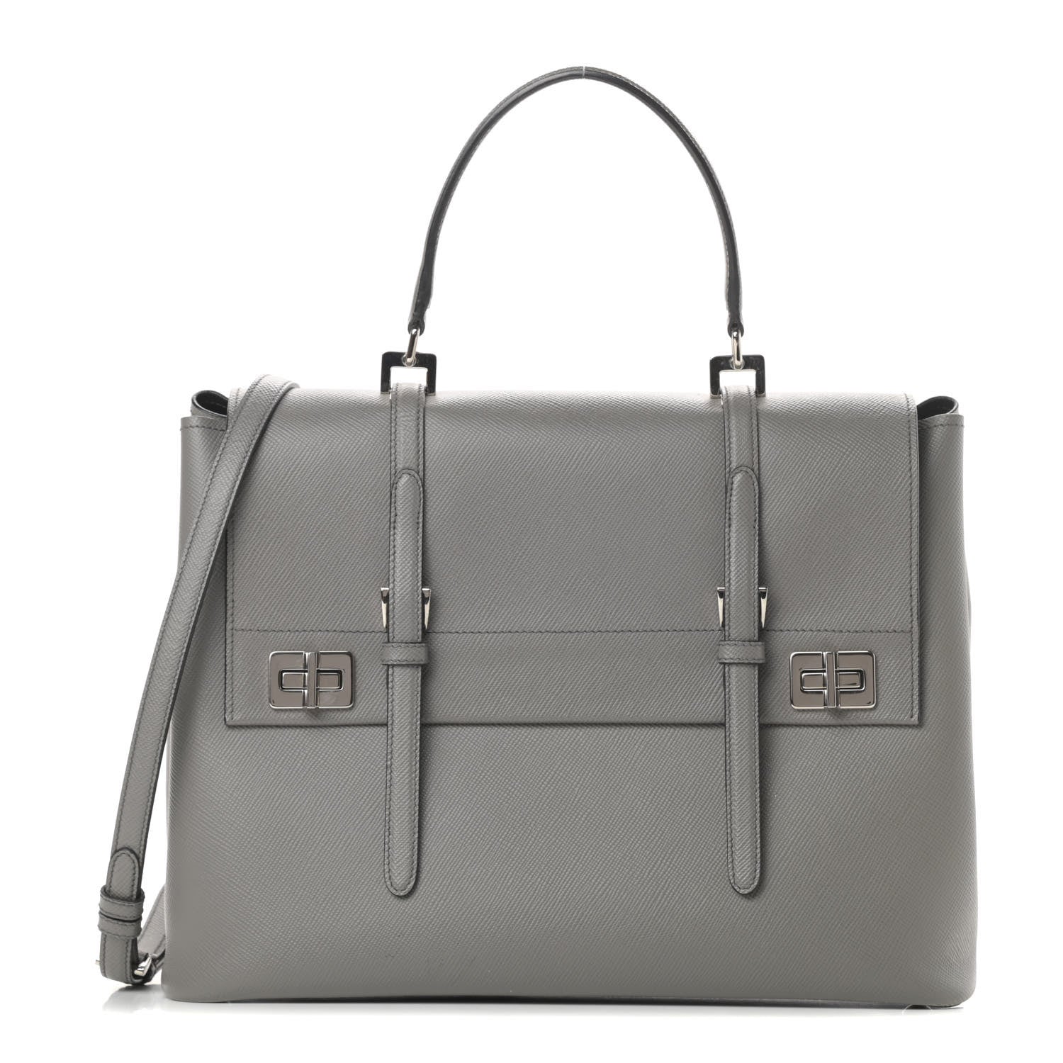 Prada Saffiano Cuir Convertible Top Handle Tote Marmo 1 of 14
