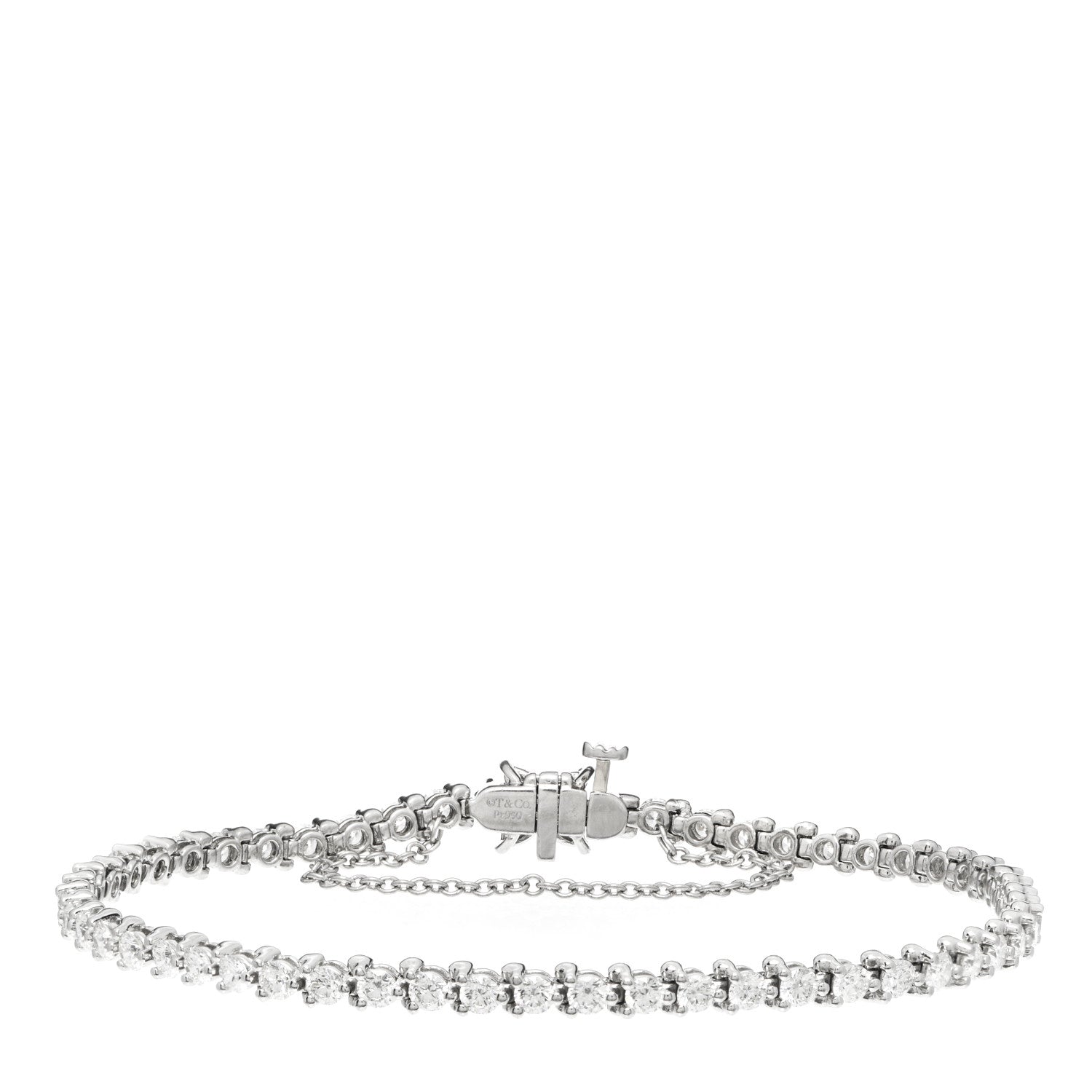 Tiffany Platinum Diamond 3.08ctw Victoria Tennis Bracelet 3 of 4