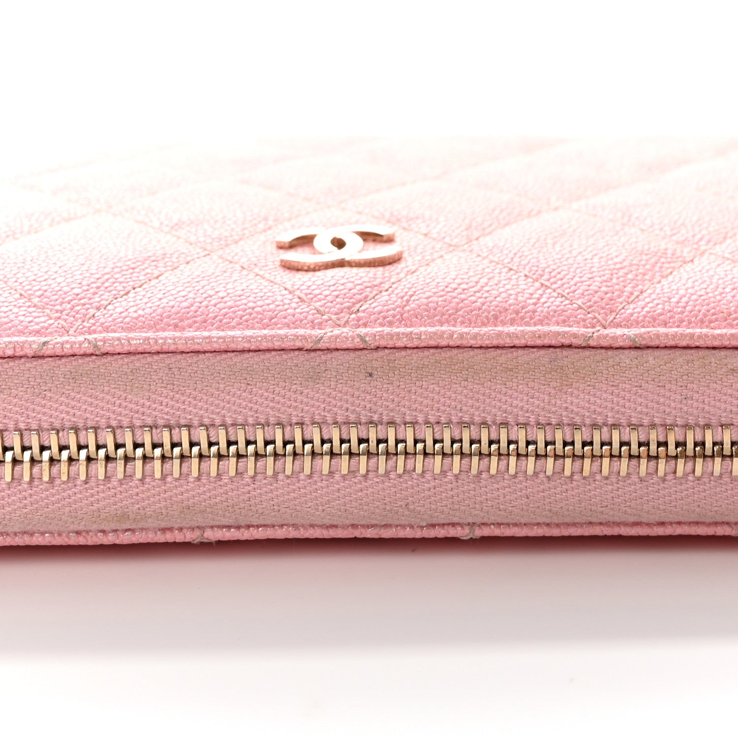 Chanel Iridescent Caviar Quilted Large Zip Around Organizer Wallet Pink 19 of 19