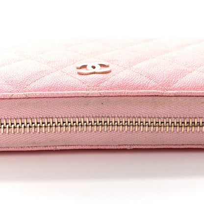 Chanel Iridescent Caviar Quilted Large Zip Around Organizer Wallet Pink 19 of 19