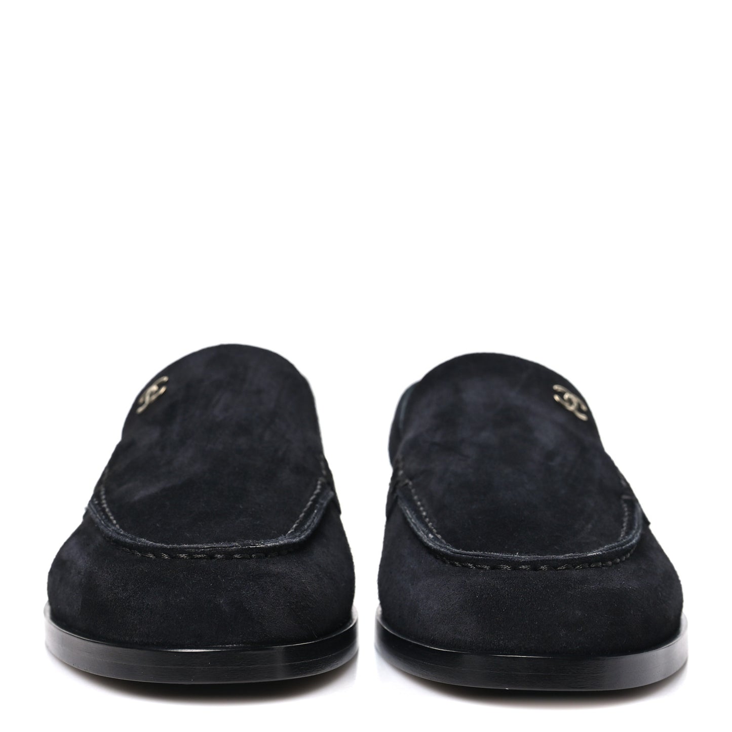 Suede Calfskin Slingback Loafers 38 Black