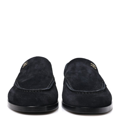 Chanel Suede Calfskin Slingback Loafers 38 Black 3 of 10