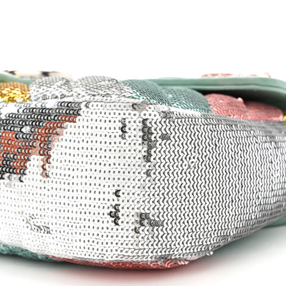 Gucci Sequin Satin Calfskin Matelasse Diagonal Small GG Marmont Shoulder Bag Grigio Argento Verde Chiaro Rosa Giallo Light Water Green 10 of 10