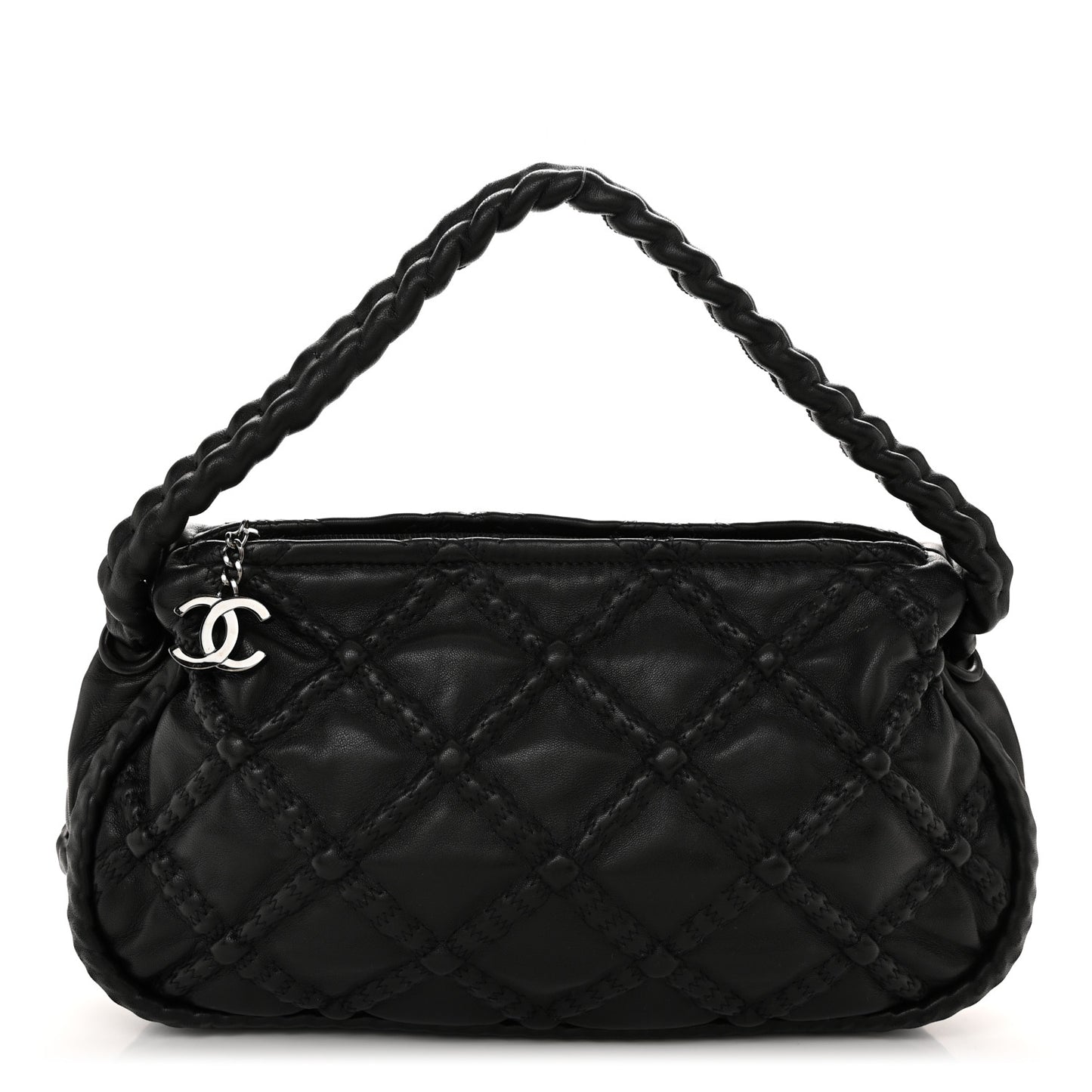 Lambskin Quilted Small Hidden Chain Shoulder Bag Black