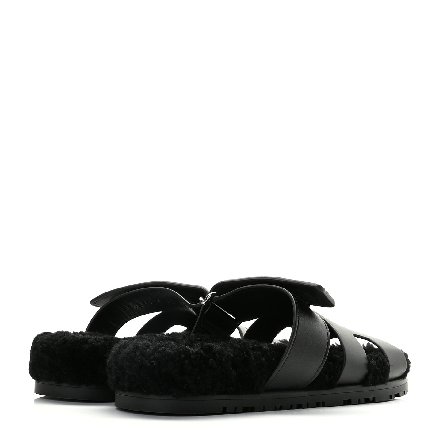 Calfskin Woolskin Womens Chypre Sandals 36 Black