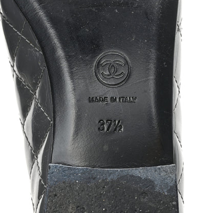 Chanel Patent Calfskin Quilted CC Cap Toe Ballerina Flats 37.5 Grey 7 of 9