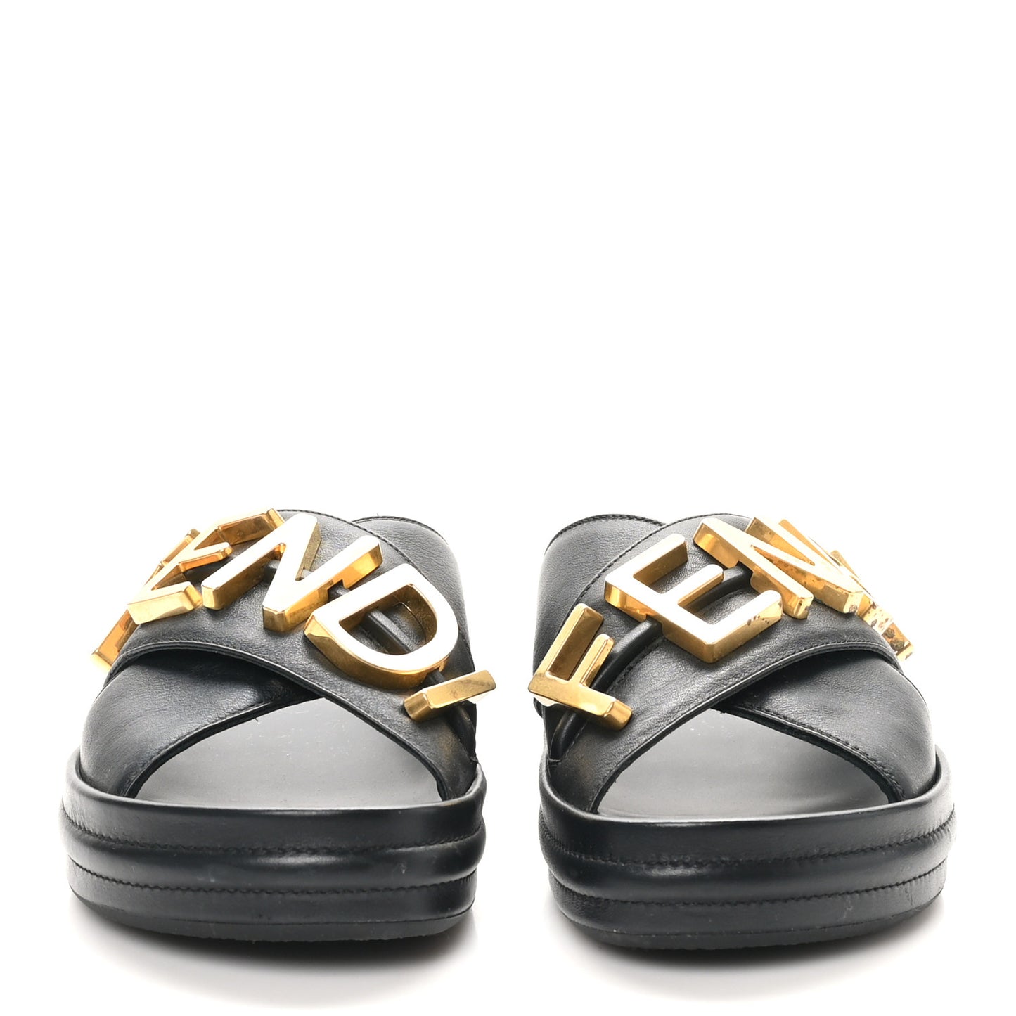 Vitello Womens Fendigraphy Slide Sandals 37 Black