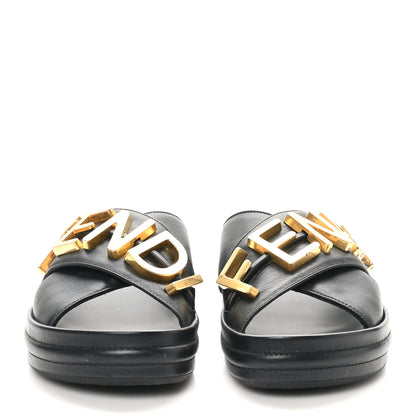 Fendi Vitello Womens Fendigraphy Slide Sandals 37 Black 3 of 11