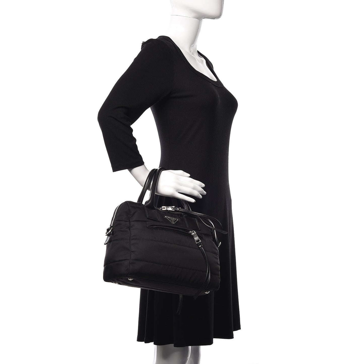 Nylon Tessuto Quilted Bowler Black