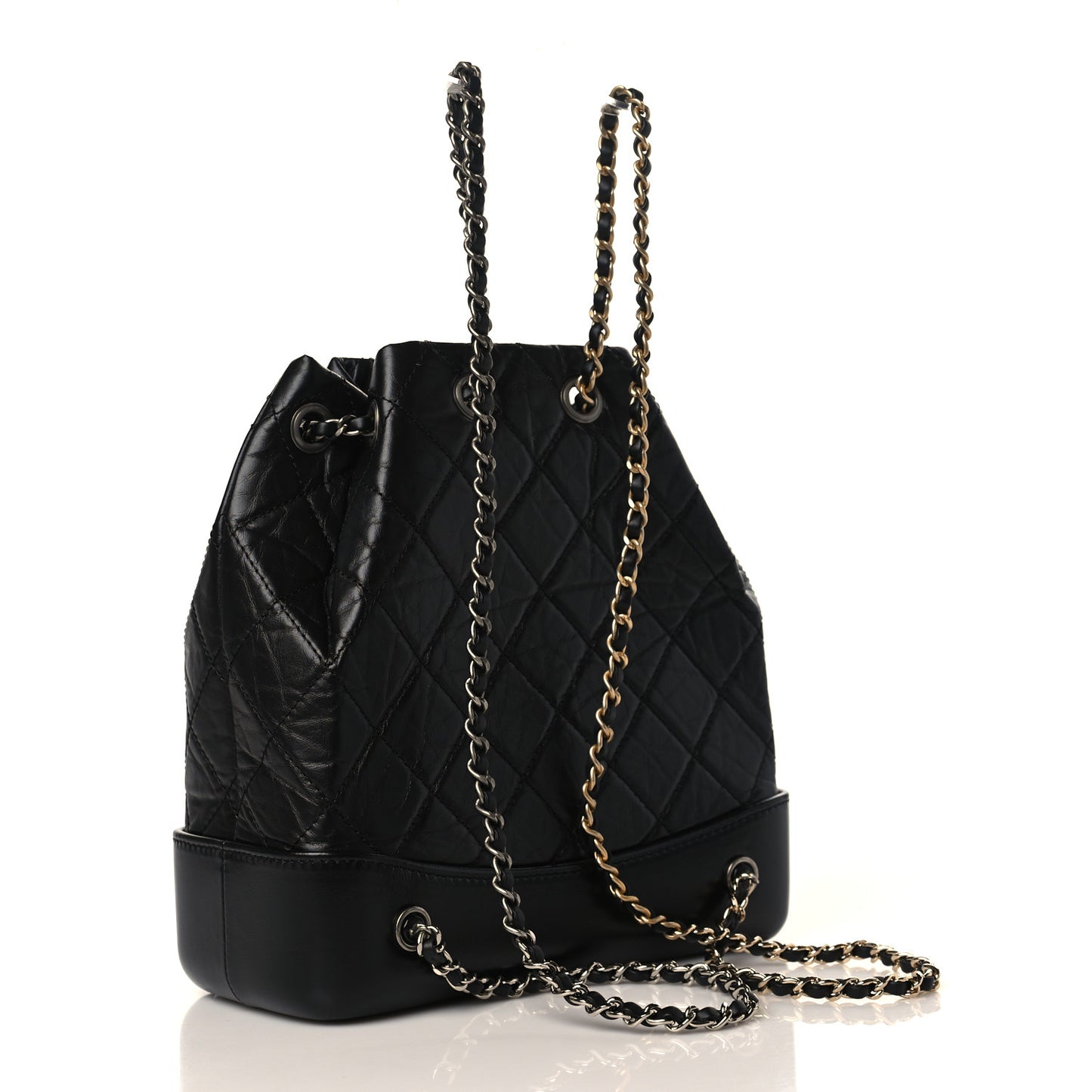 Aged Calfskin Quilted Small Gabrielle Backpack Black