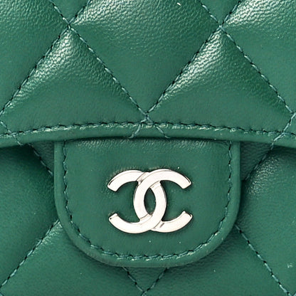 Chanel Lambskin Quilted Flap Card Holder Wallet Green 8 of 12