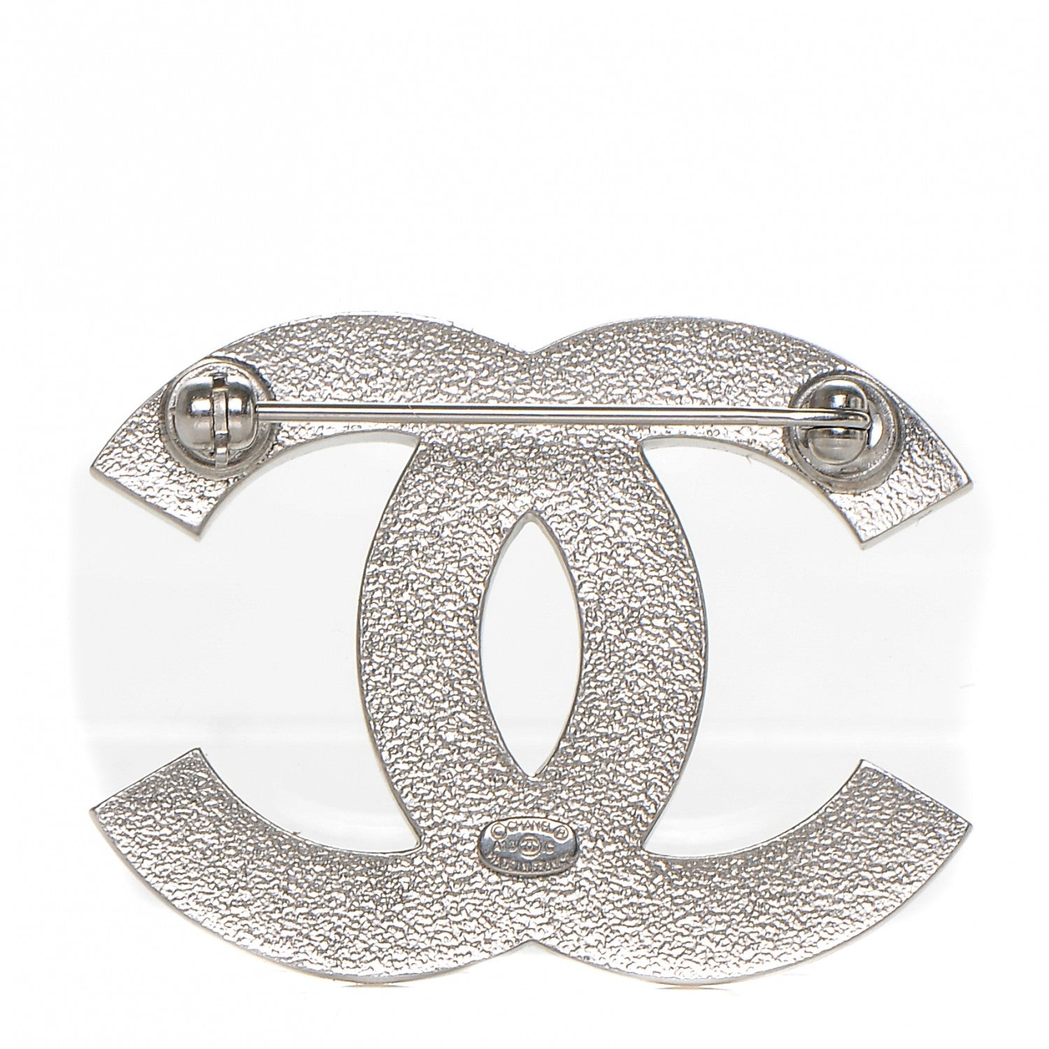 Chanel Enamel Striped CC Brooch Green Silver 3 of 4