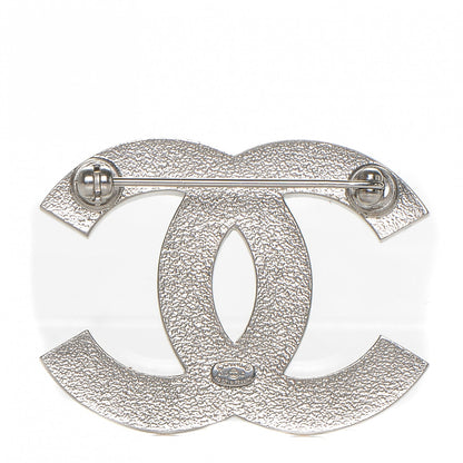 Chanel Enamel Striped CC Brooch Green Silver 3 of 4