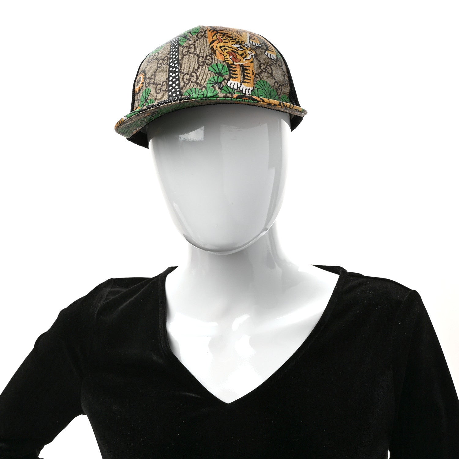 Gucci GG Supreme Monogram Bengal Print Baseball Hat 58 Beige Yard 4 of 9