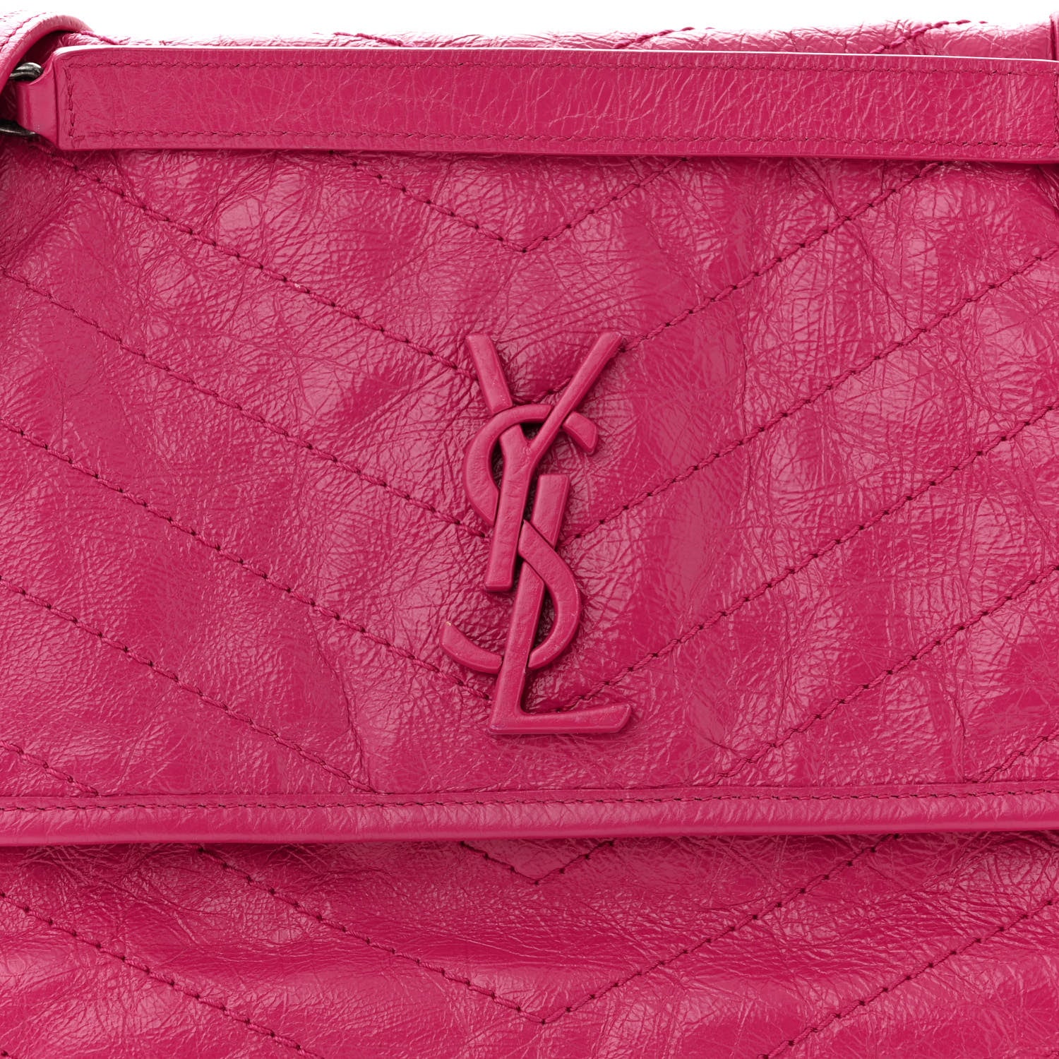 Saint Laurent Crinkled Calfskin Matelasse Monogram Medium Niki Chain Satchel Freesia 8 of 10
