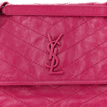 Saint Laurent Crinkled Calfskin Matelasse Monogram Medium Niki Chain Satchel Freesia 8 of 10