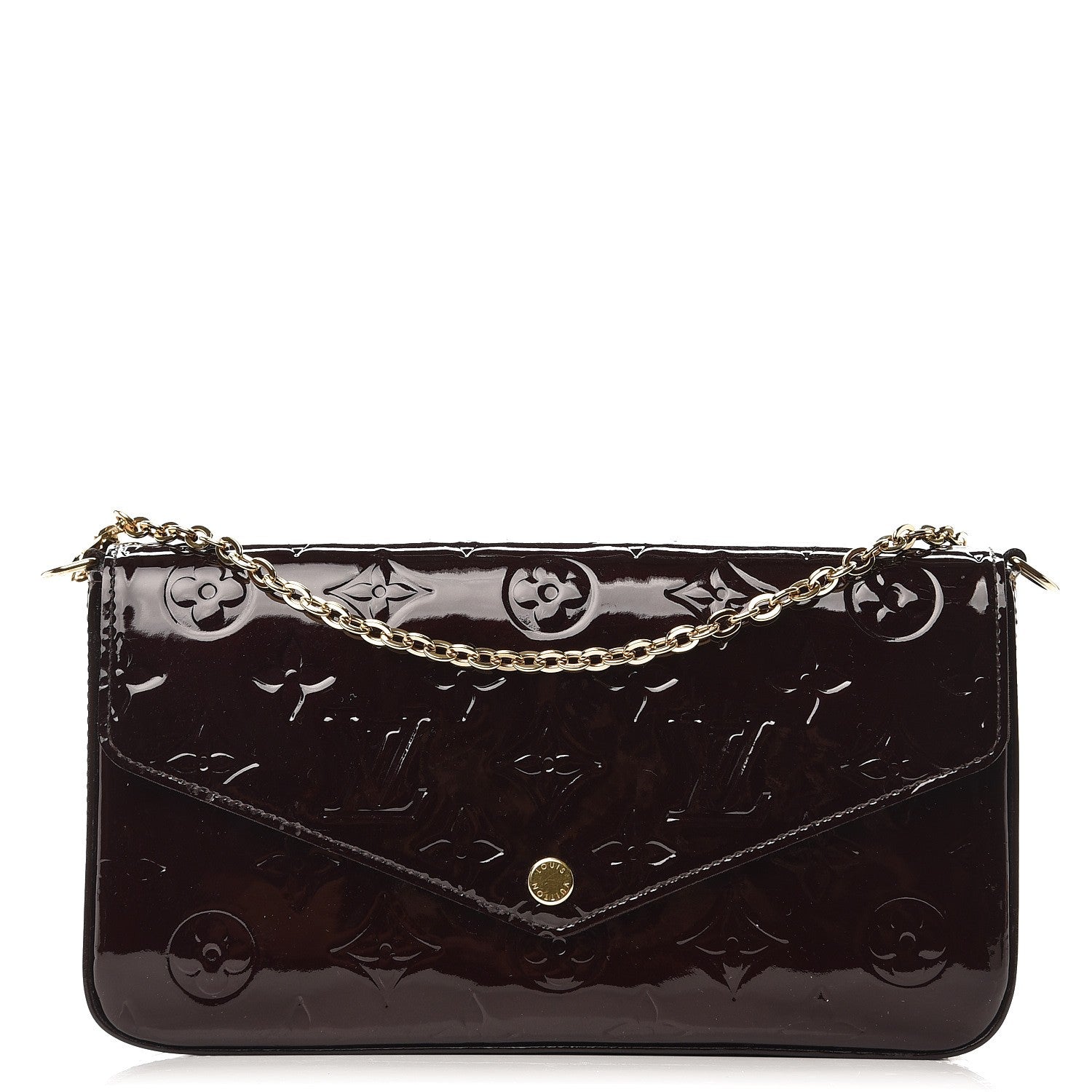 Louis Vuitton Vernis Pochette Felicie Chain Wallet Amarante 1 of 8