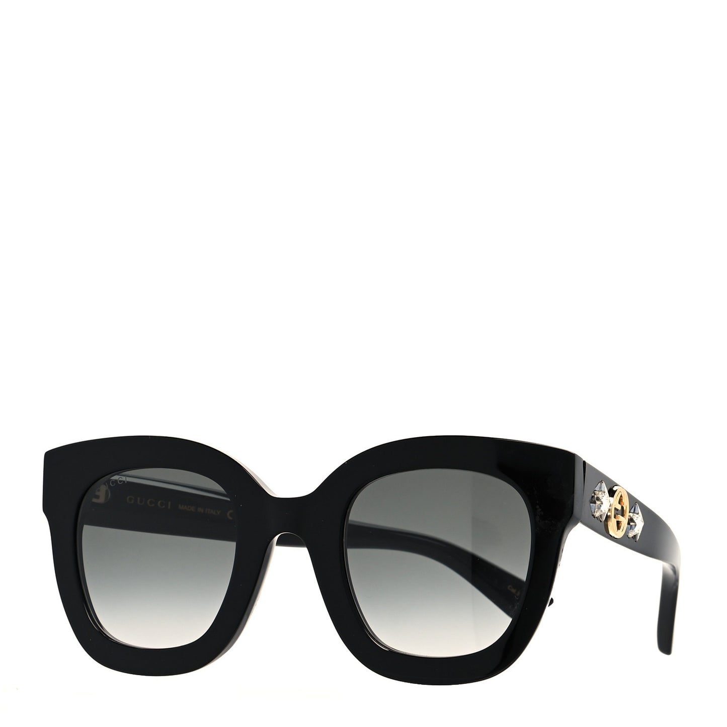 Acetate Crystal Star Round Frame Sunglasses GG0208S Black