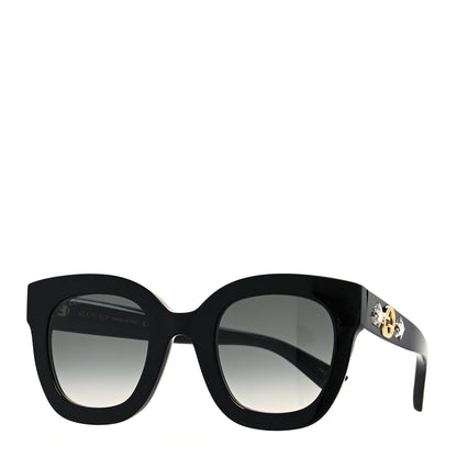 Gucci Acetate Crystal Star Round Frame Sunglasses GG0208S Black 1 of 7