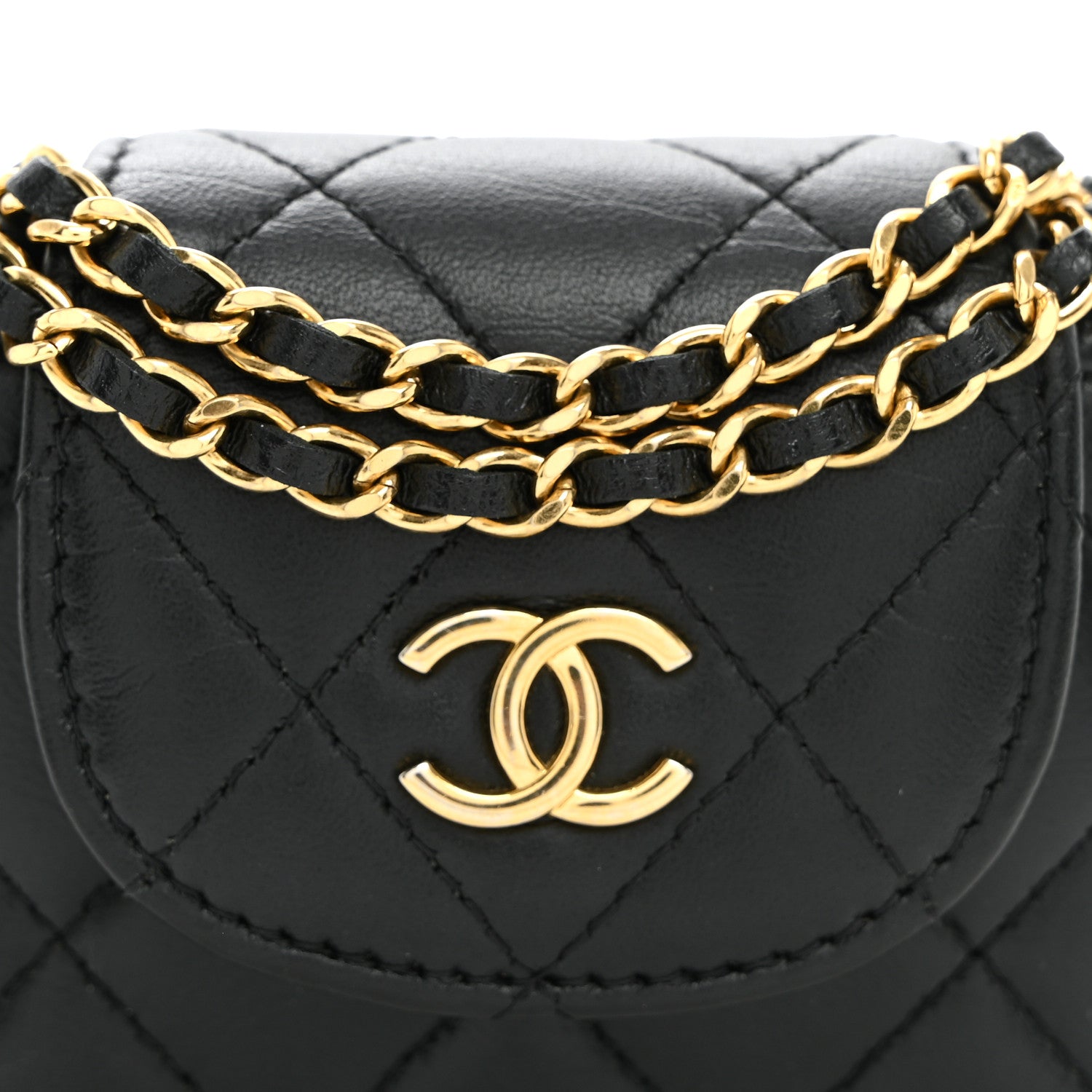 Chanel Lambskin Quilted Mini Accordion Clutch With Chain Black 8 of 10
