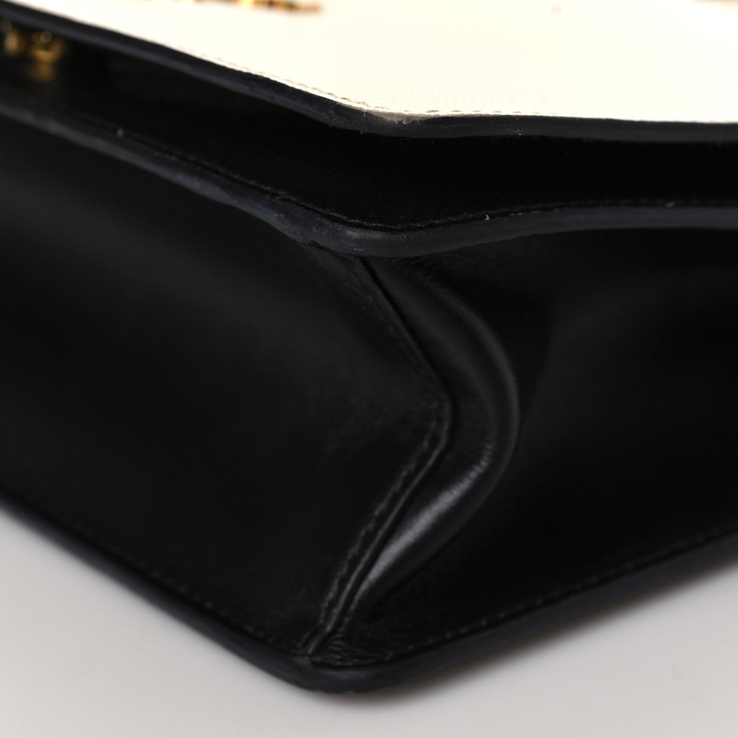Prada Saffiano Chain Shoulder Bag White Black 8 of 8