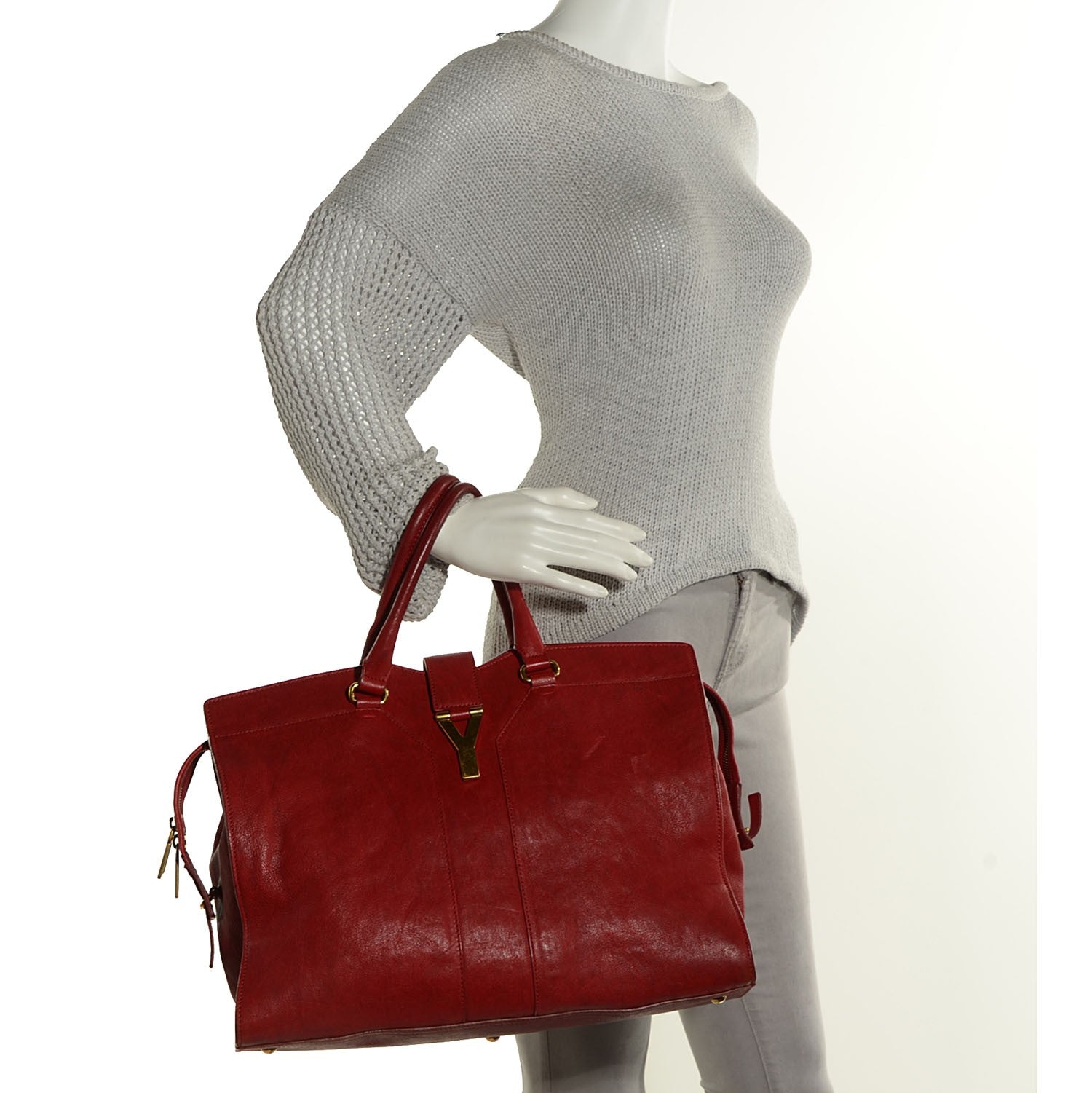 Saint Laurent Sheepskin Large Cabas ChYc Red 2 of 9