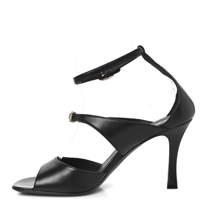 Chanel Lambskin CC Strappy Sandal 37 Black 1 of 9