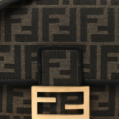 Fendi Fabric Jacquard FF 1974 Medium Baguette Tobacco Moro Black 7 of 9