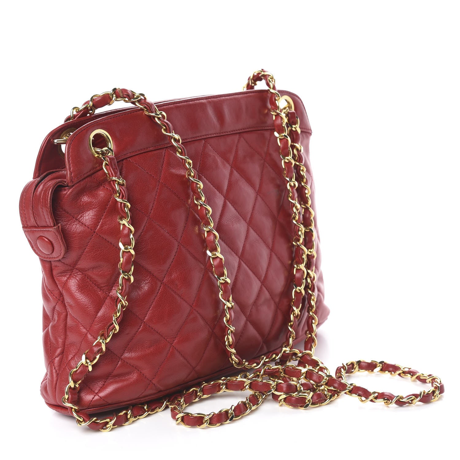 Chanel Lambskin Quilted Shoulder Bag Red 2 of 15
