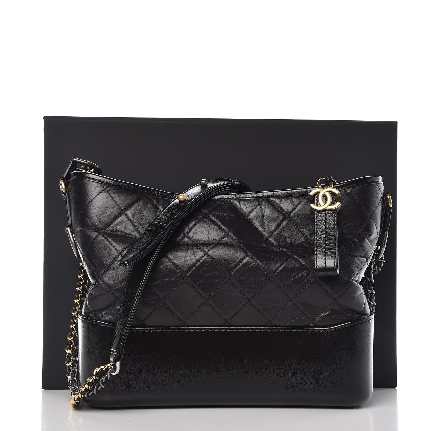 Chanel Aged Calfskin Quilted Medium Gabrielle Hobo Black 8 of 8