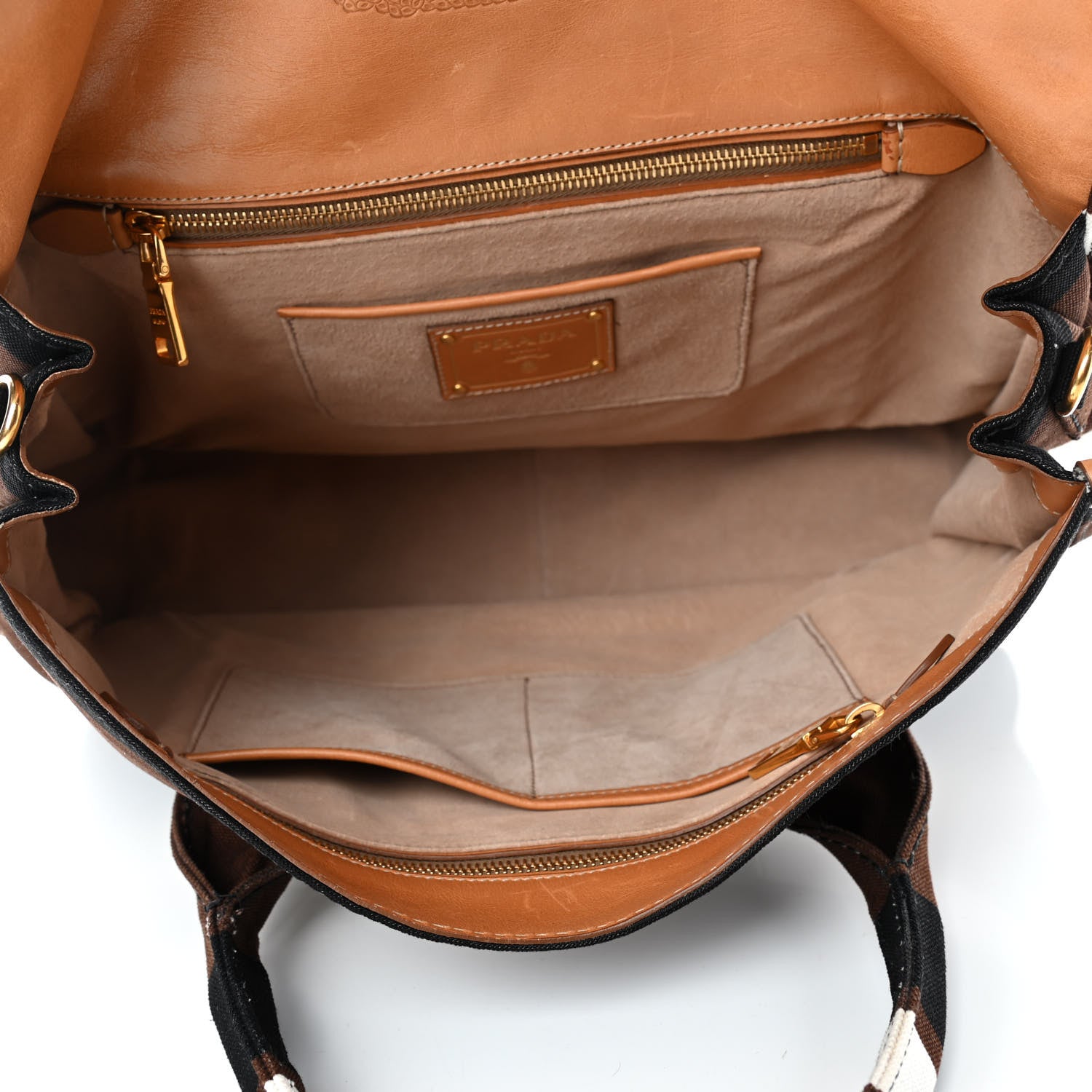 Prada Canvas Canapa Righe Striped Top Handle Satchel Tabacco 4 of 4